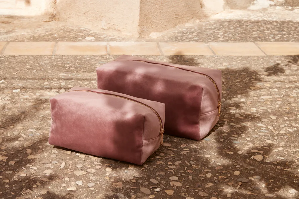 Aksamitna Eko Kosmetyczka Etui z Recyklingu z Podszewka i Certyfikatem GRS BG716 Rose Quartz LS6