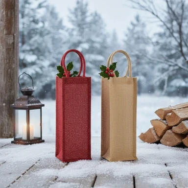 Torba z Juty Swiateczna W433 Red Gold Natural Gold 1