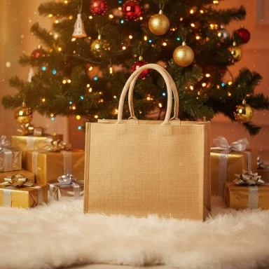 Torba z Juty Swiateczna W437 Natural Gold 1